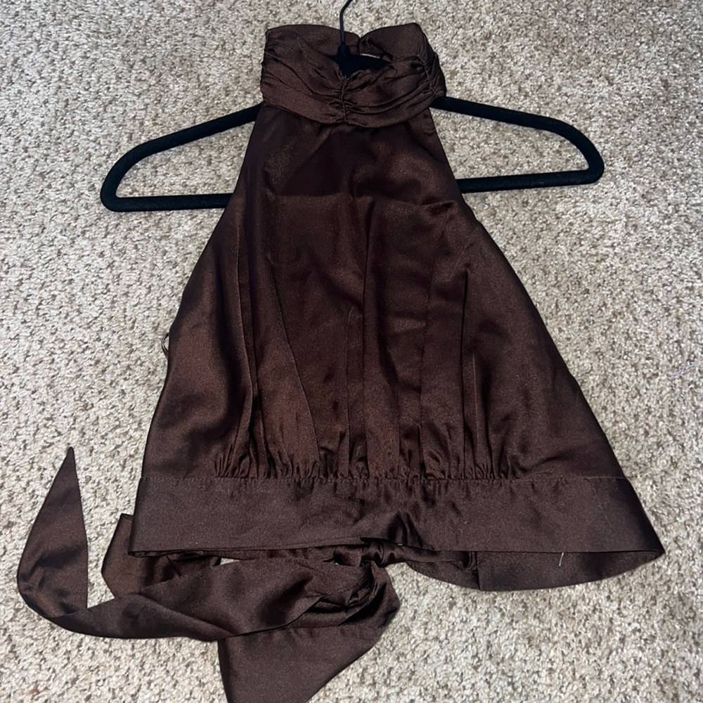 Showpo Chocolate brown halter top